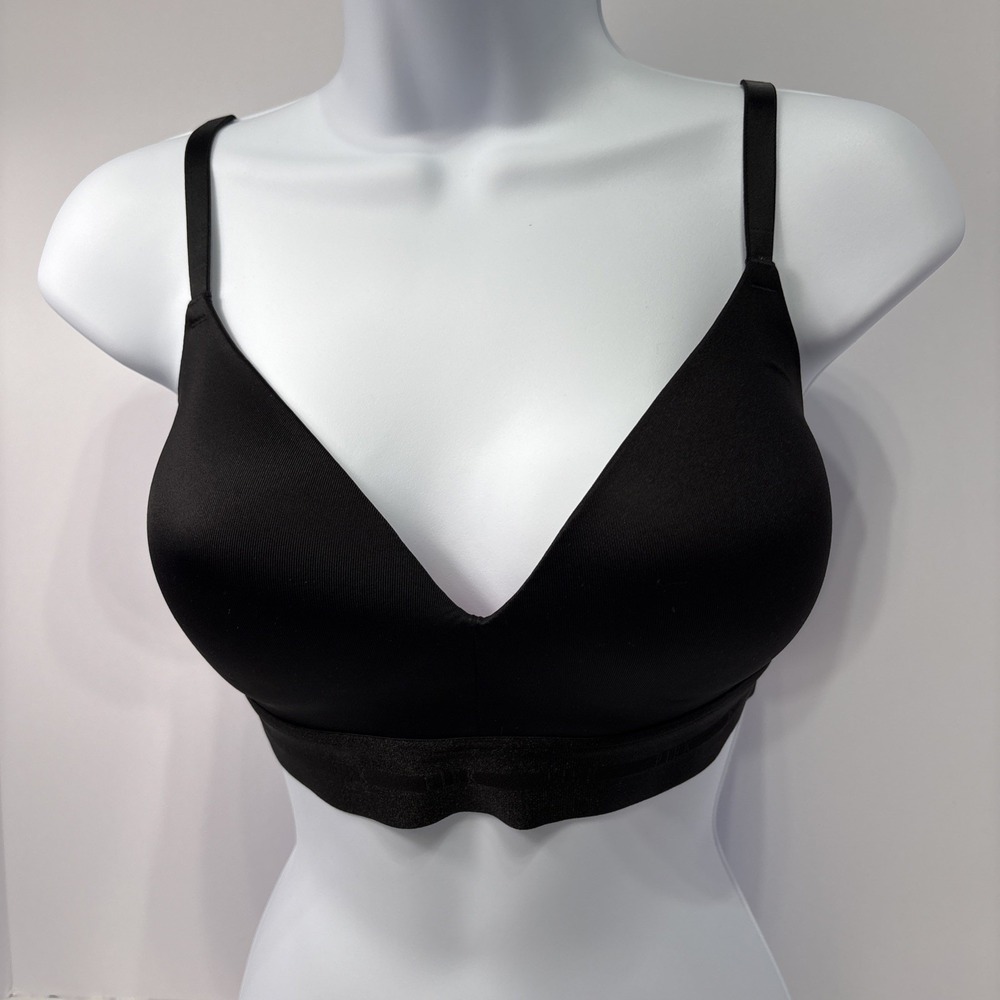 PINK by Victoria's Secret Bra 32DD Black Hot Pink Push-Up Lined RFID Sporty Sexy